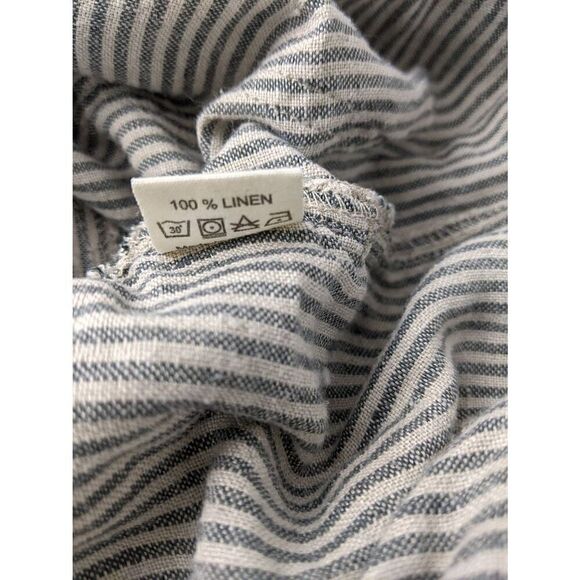 Not Perfect Linen Sleeveless Jumpsuit Gray Striped Women's Size M Medium Drawstr - Picture 7 of 13